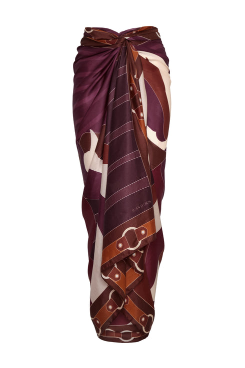 De La Falaise Cotton Silk Sarong / Purple Horses